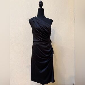 London Times Black One-Shoulder Dress